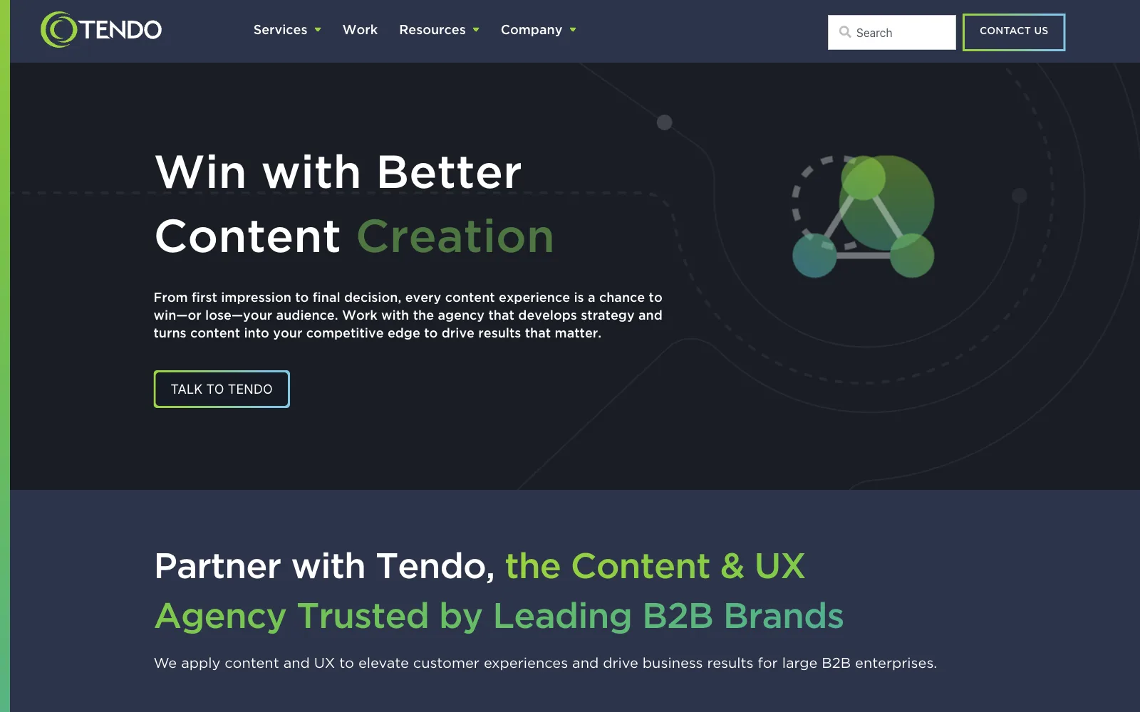 Tendo Communications website homepage