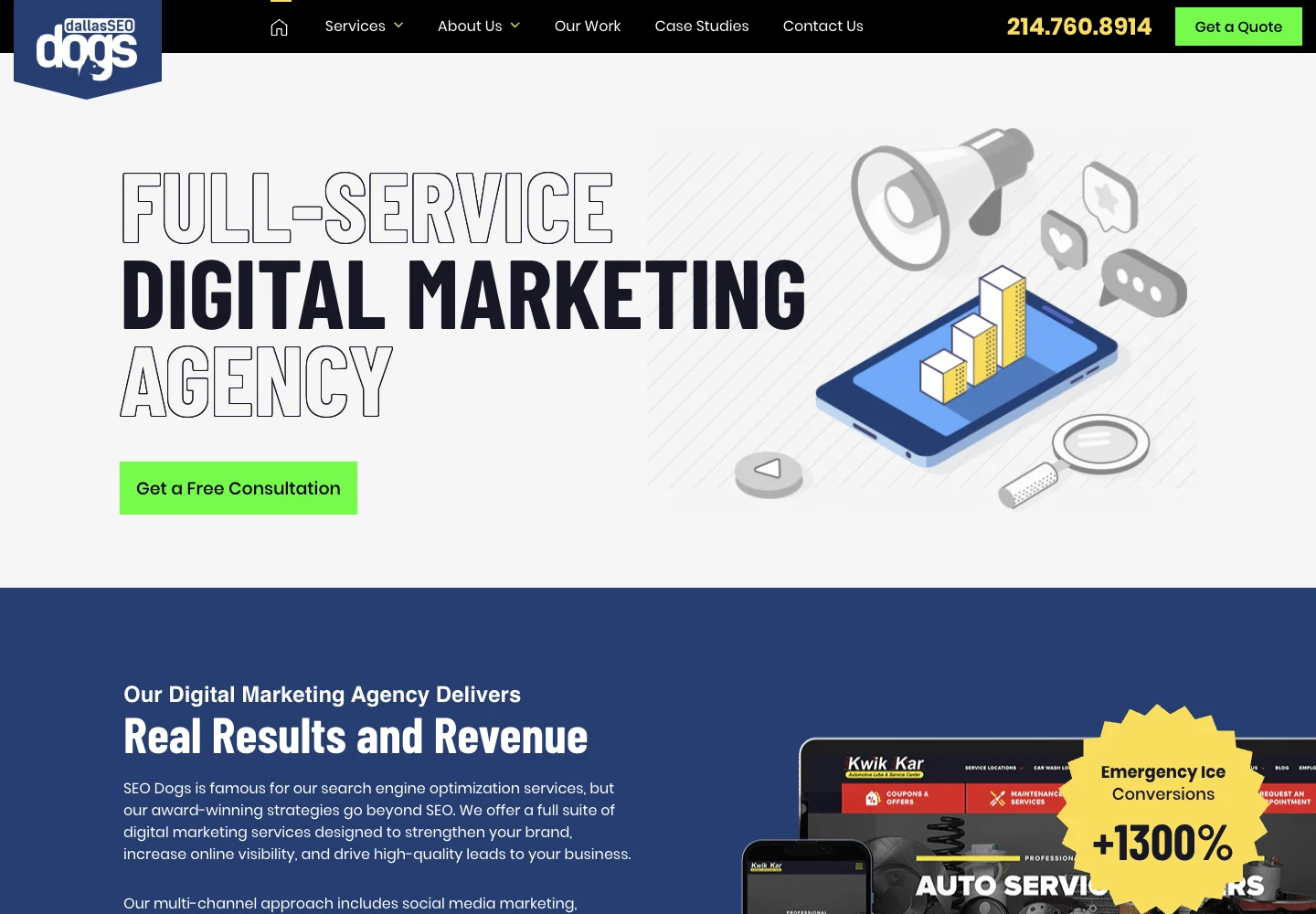 Dallas SEO Dogs official website and service navigation