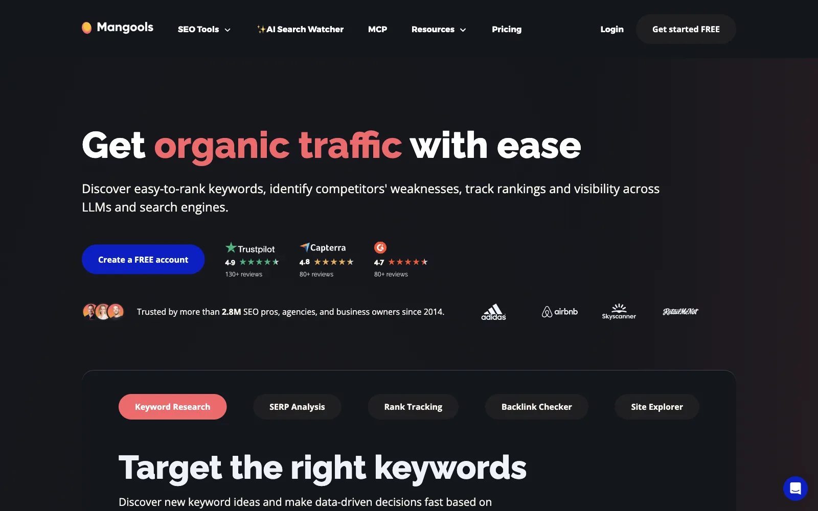 Mangools public website