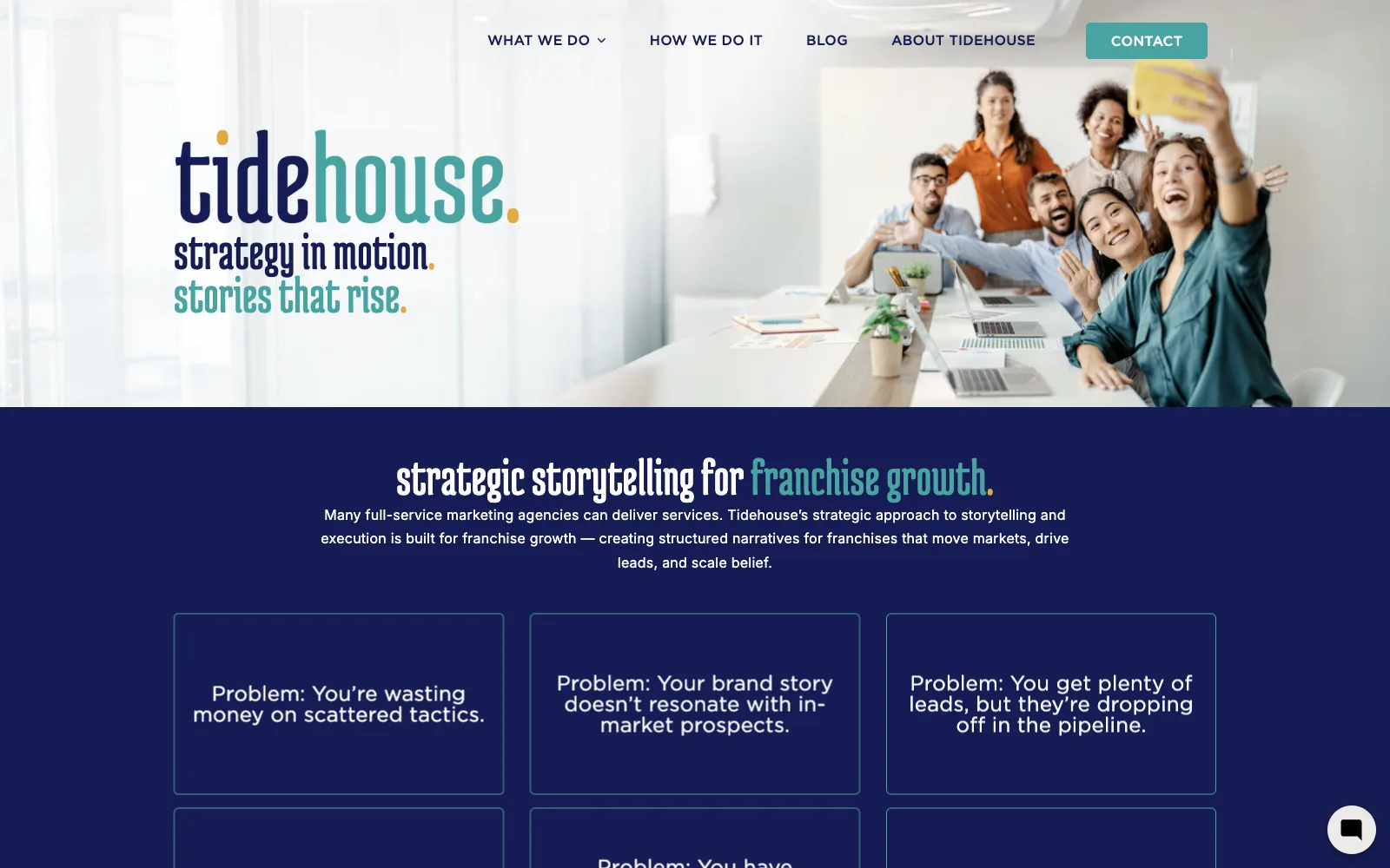 Tidehouse homepage, the current website for 919 Marketing