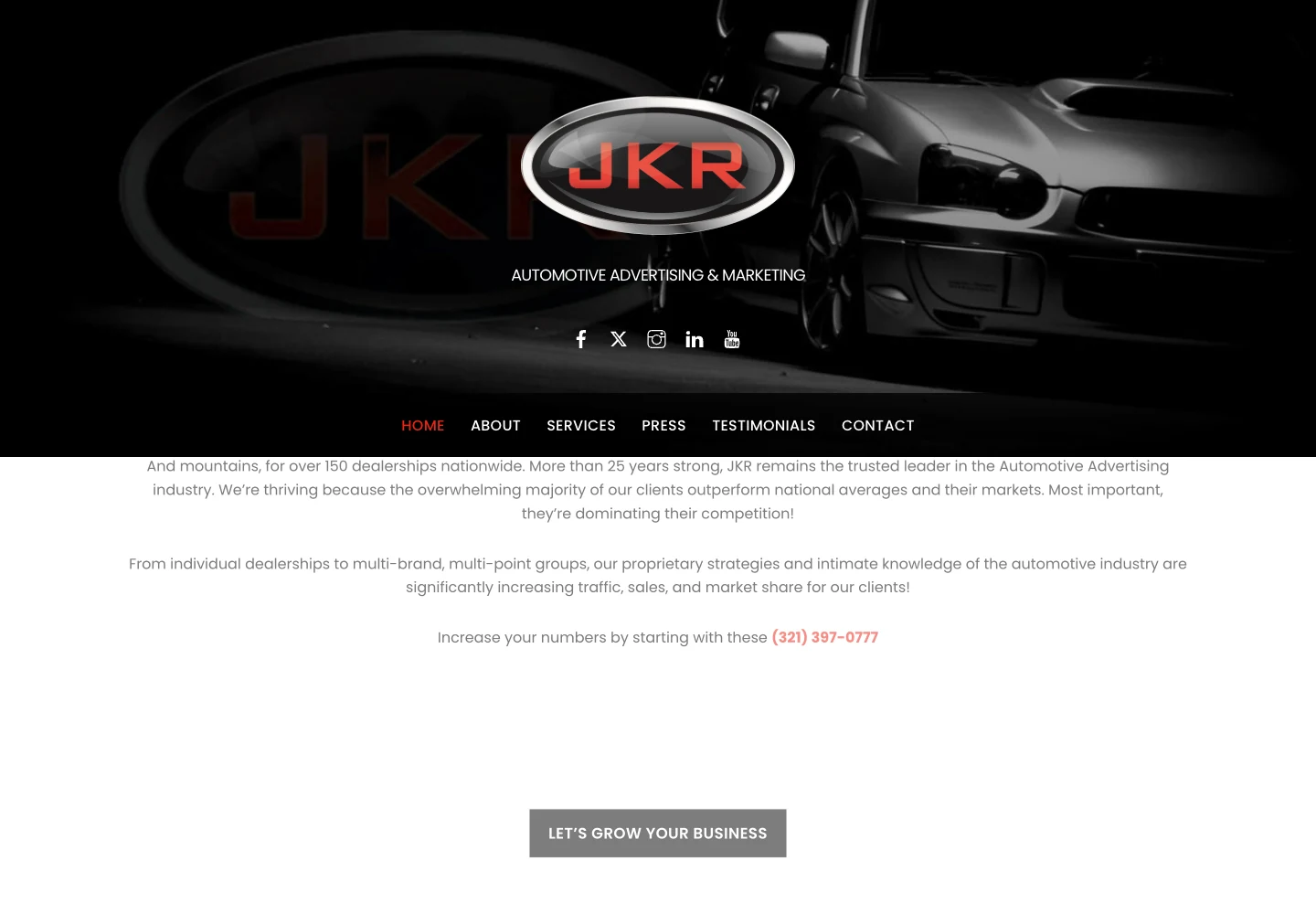 JKR Advertising & Marketing official website screenshot