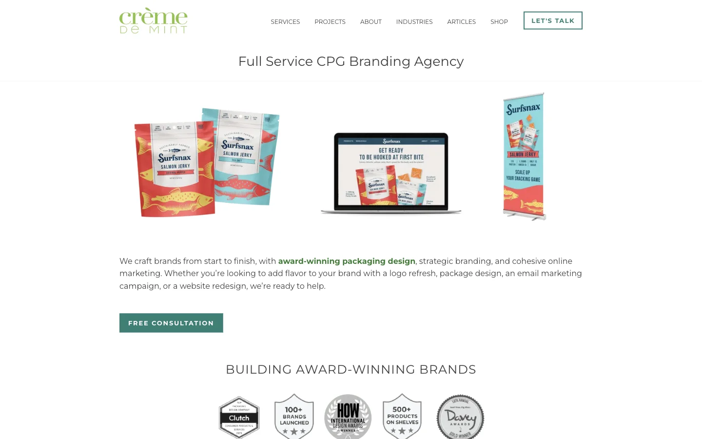 Crème de Mint official website screenshot