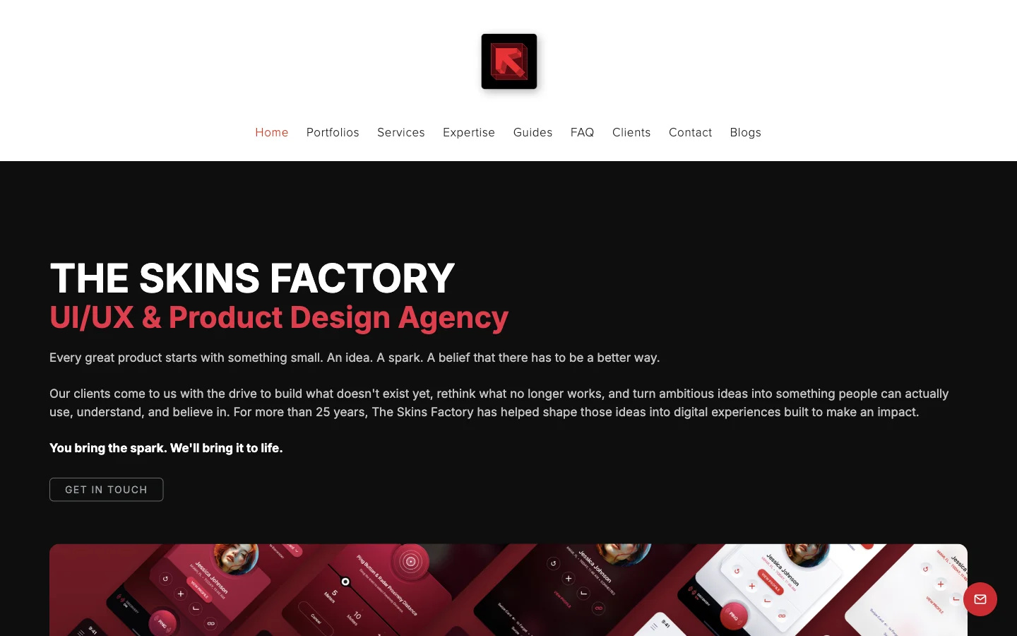 The Skins Factory official website screenshot