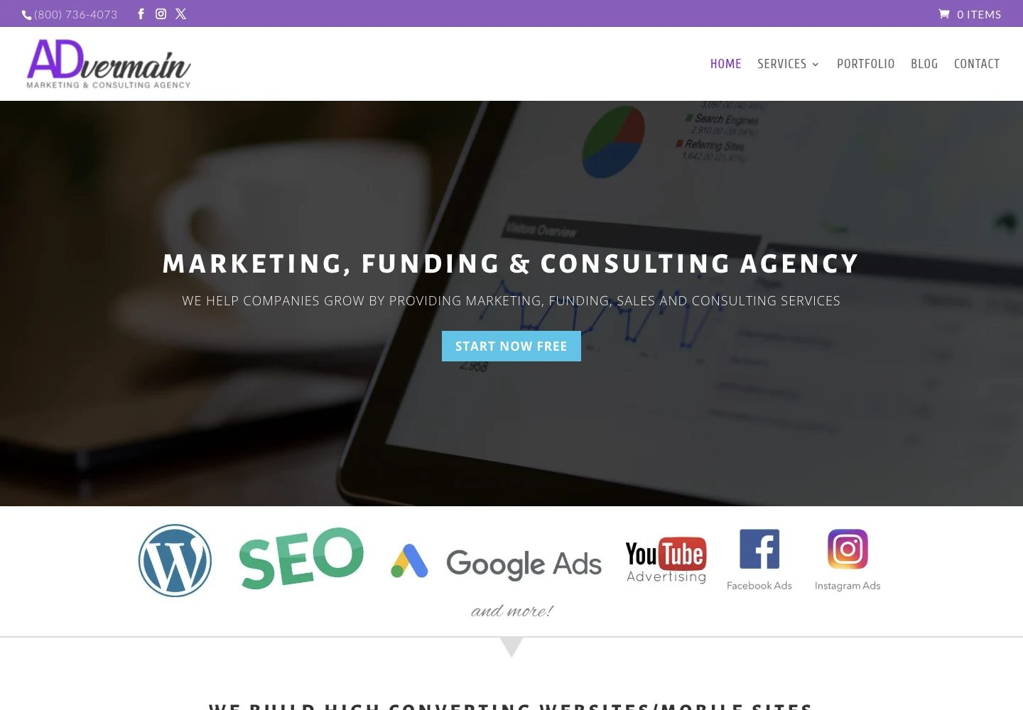 Advermain official website screenshot