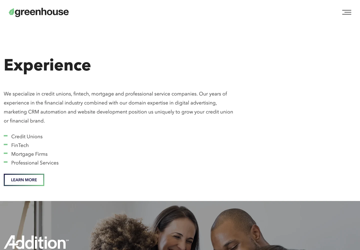 GreenHouse Agency’s published digital marketing experience page