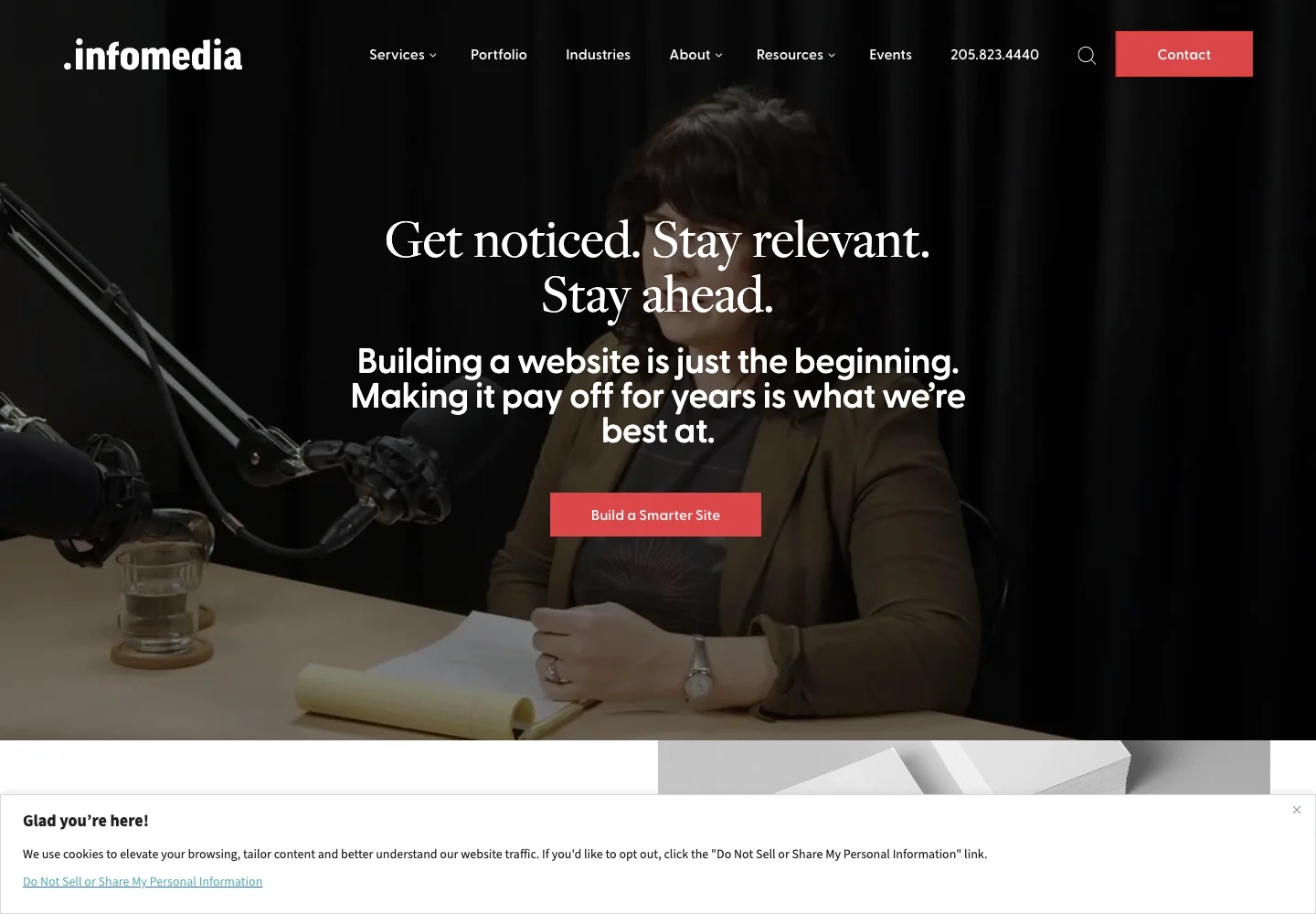 Infomedia official website showing its services and work