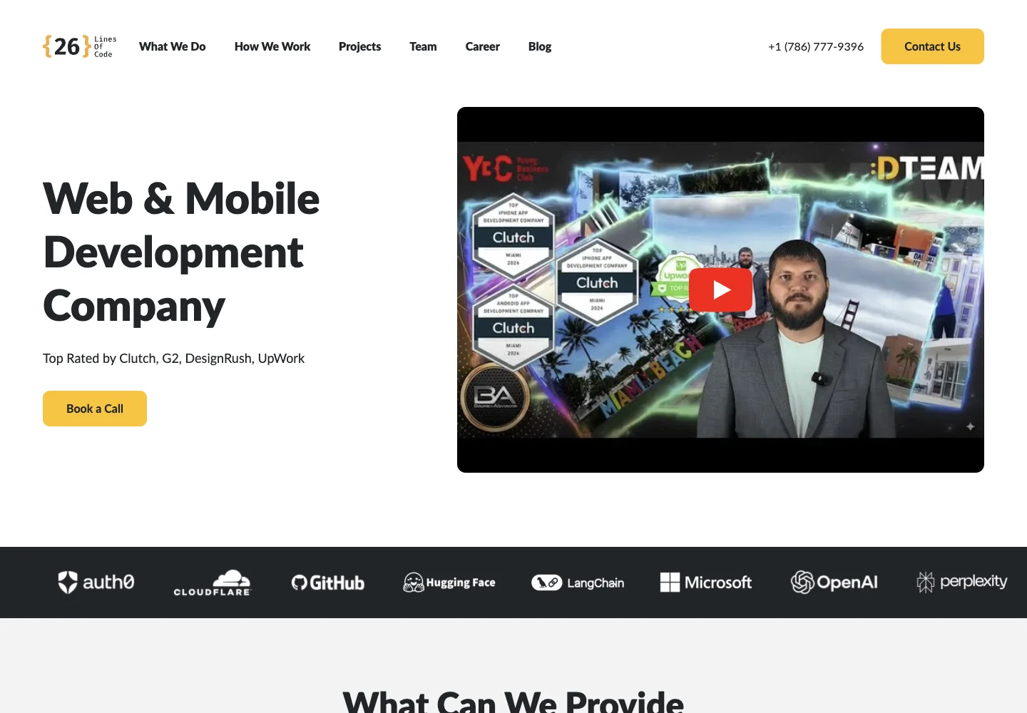 DTEAM official website showing its services and work