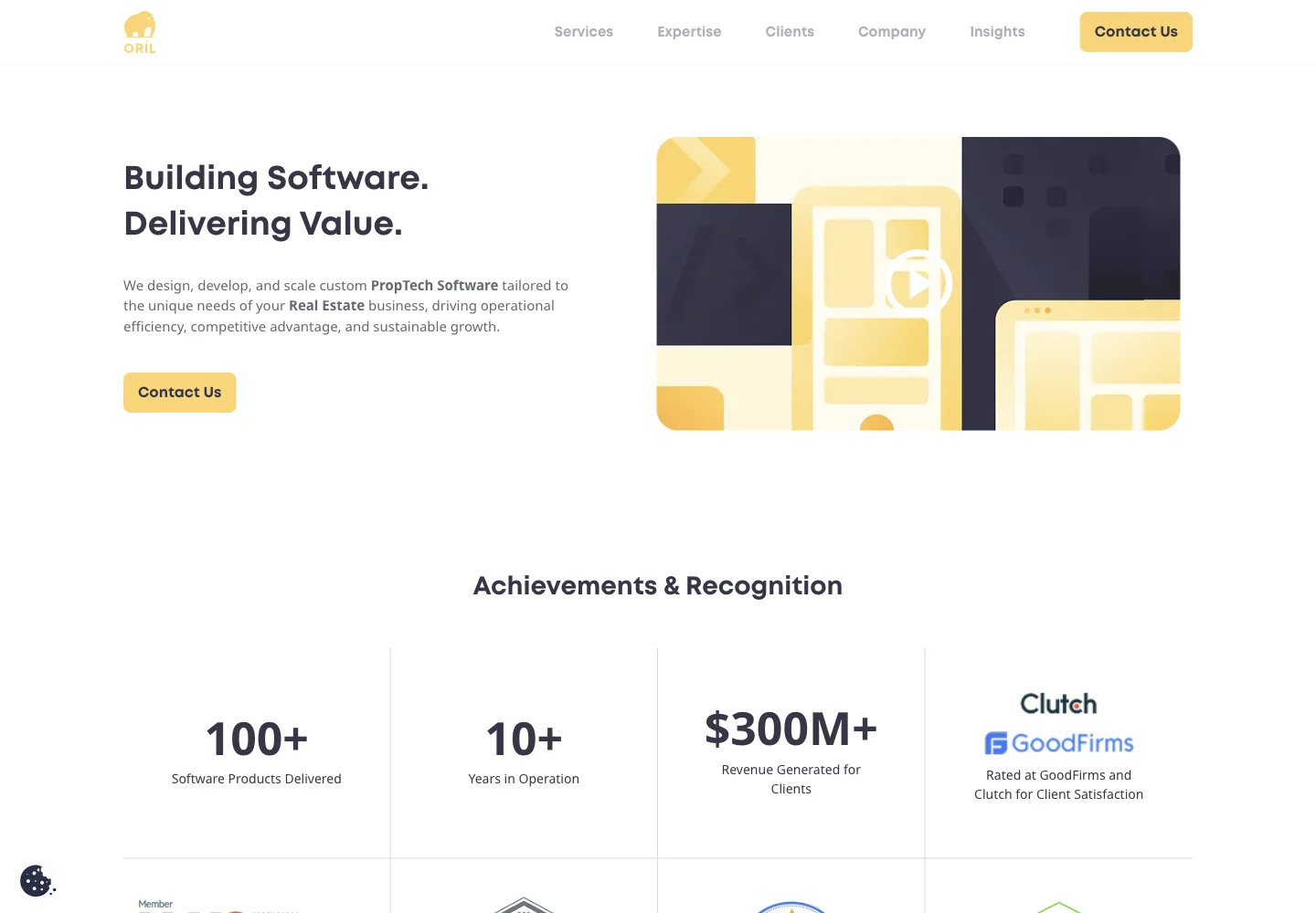 Oril official website showing its services and work