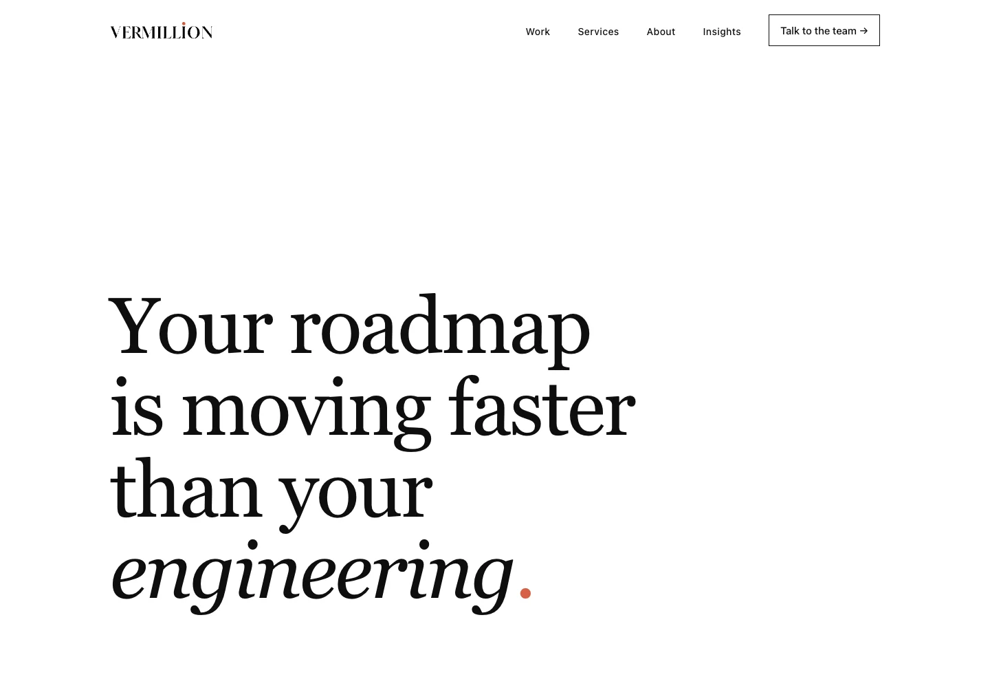 Vermillion Sky official website showing its services and work