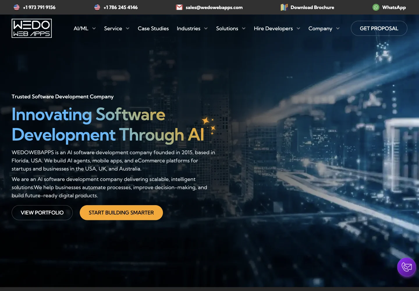 WeDoWebApps official website showing its services and work