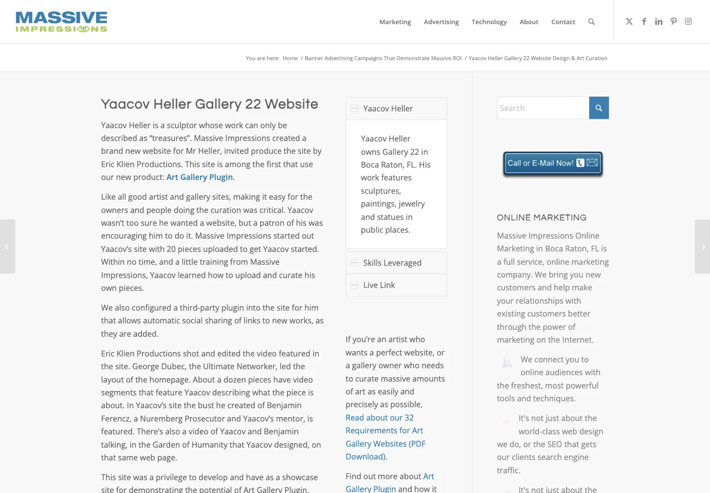 Massive Impressions’ Gallery 22 website project